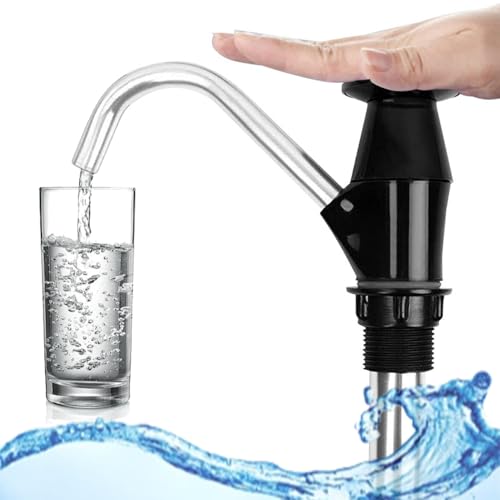 Image of QPINGH Modern Aluminum & Plastic Caravan Sink Hand Pump, Double Action Manual Water Pump for Camping Trailer, Motorhome, Work Vehicles, Black Silver