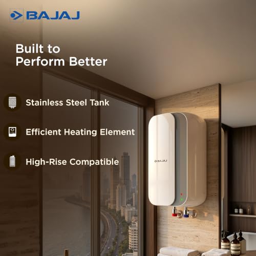 Image of Bajaj Prohot 3 Litre Instant Water Heater | 3KW Vertical Geyser for Bathroom & Kitchen | Fast Heating Element | High Grade SS Tank | Multiple Safety Systems | 2-Yr Product Warranty | White