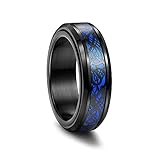 Einzigartiges Design des Keltischen Rings: Schwarz keltische Drachen mit dunkelblau Kohlefaser-Hintergrundeinlage, unverwechselbar und trendy. Die Drachensymbole stehen für Weisheit, Kraft und Schutz, der keltische Knoten symbolisiert die Ewigkeit, ewige Liebe füreinander, verwendet als Eheringe, Verlobungsringe, Versprechensringe