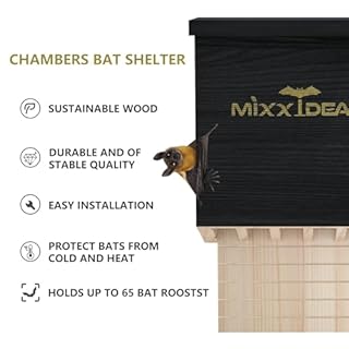 MIXXIDEA Bat House Bat Box Double Chamber Outdoor House Nursery Bat Shelter Habitat Big bat Box Handcrafted from Cedar Wood - Easy for Bats to Land and Roost - Weather Resistant & Ready to Install