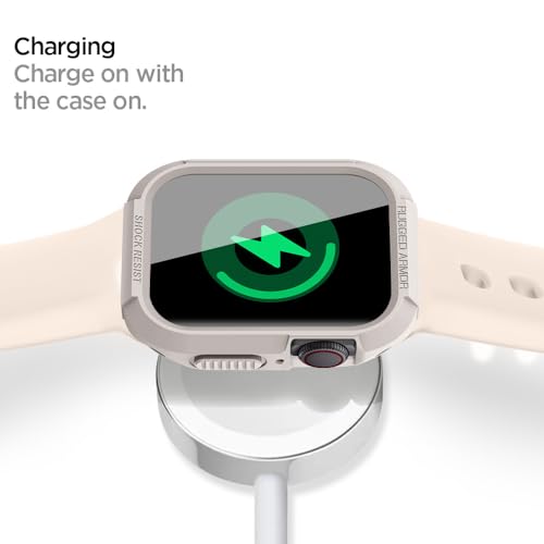 Image of Spigen Rugged Armor Designed for Apple Watch Case Series SE3 /9 /8 /SE2 /7 /6 /SE /5 /4 45mm /44mm Durable TPU Cover - Dune Beige