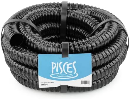 Pisces 25mm (1 inch) Black Pond Corrugated Flexible Hose Pipe - 5m Roll
