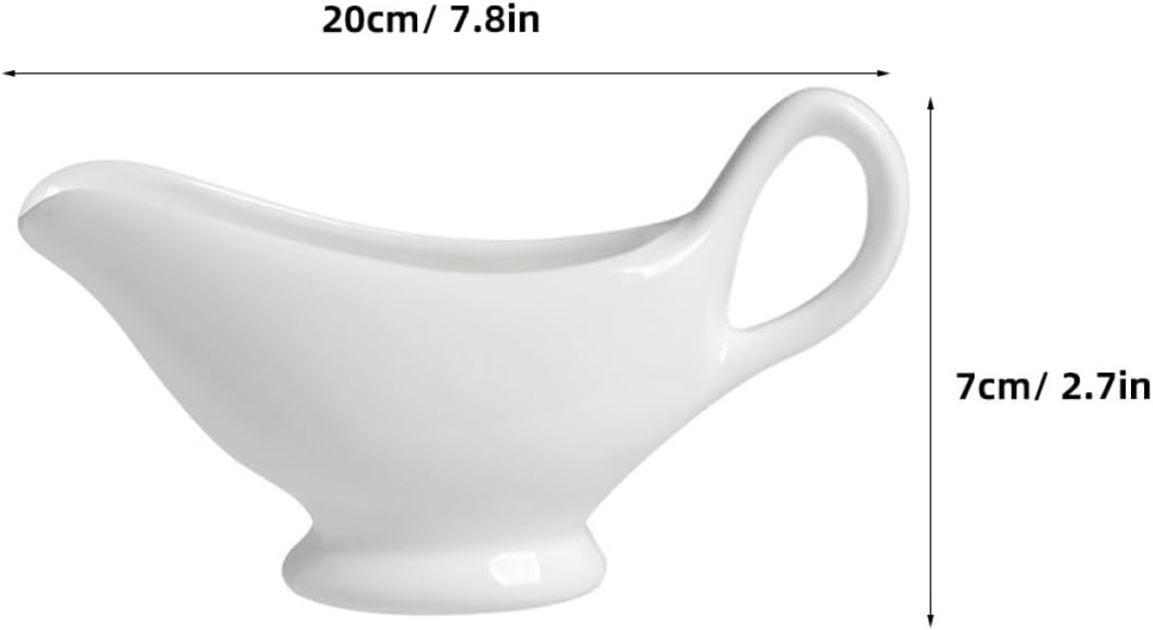Multi Function Ceramic Gravy Boat Condiment Cup 270ml White