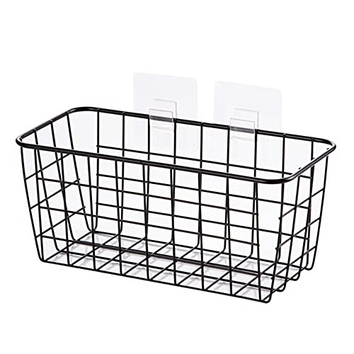Panier de rangement mural pour baignoire et douche, panier de douche en fer sans perçage, panier suspendu avec crochets, paniers de rangement suspendus pour cuisine,...