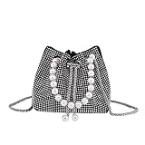 Sacmill Damen Clutch Glitzer Kleine Abendtasche Perle Mini Clutches Schultertasche Strass Unterarmtasche mit Kette Party Wedding Prom