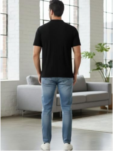 Image of Leriya Fashion Men Poly Cotton Fabric | Vertical Textured Knit | Collar Neck | Button Closure | Casual & Office Wear | S-2XL