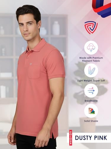 Image of Lux Cozi Men's Cotton Blend Polo T-Shirt with Chest Pocket | Collar T-Shirts for Men | Half Sleeves | Plain - Regular Fit (Pack of 2)