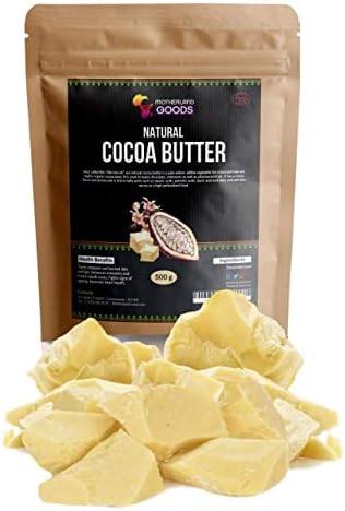 Motherland Goods Natural Cocoa Butter Chunks - Organic & Raw Unrefined Body Moisturizer for Sensitive Skin, Anti-Aging, Scars & Eczema Relief - Premium Raw Butter From Ghana (3 LBs)