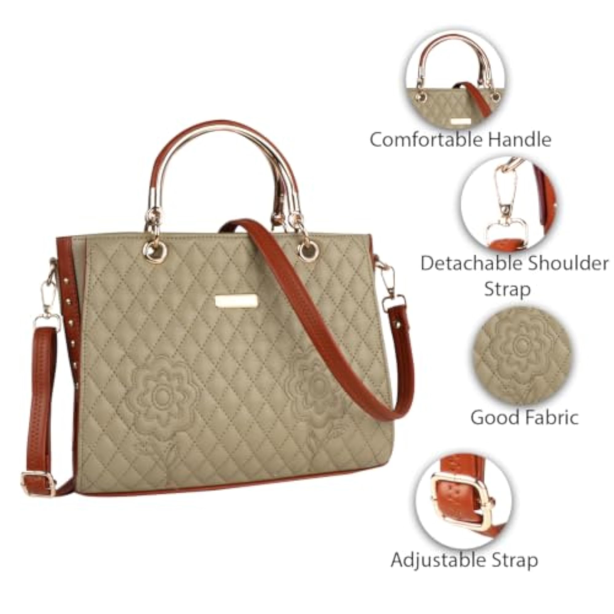 Women's Stylish PU Leather Handbag, Spacious Tote Bag