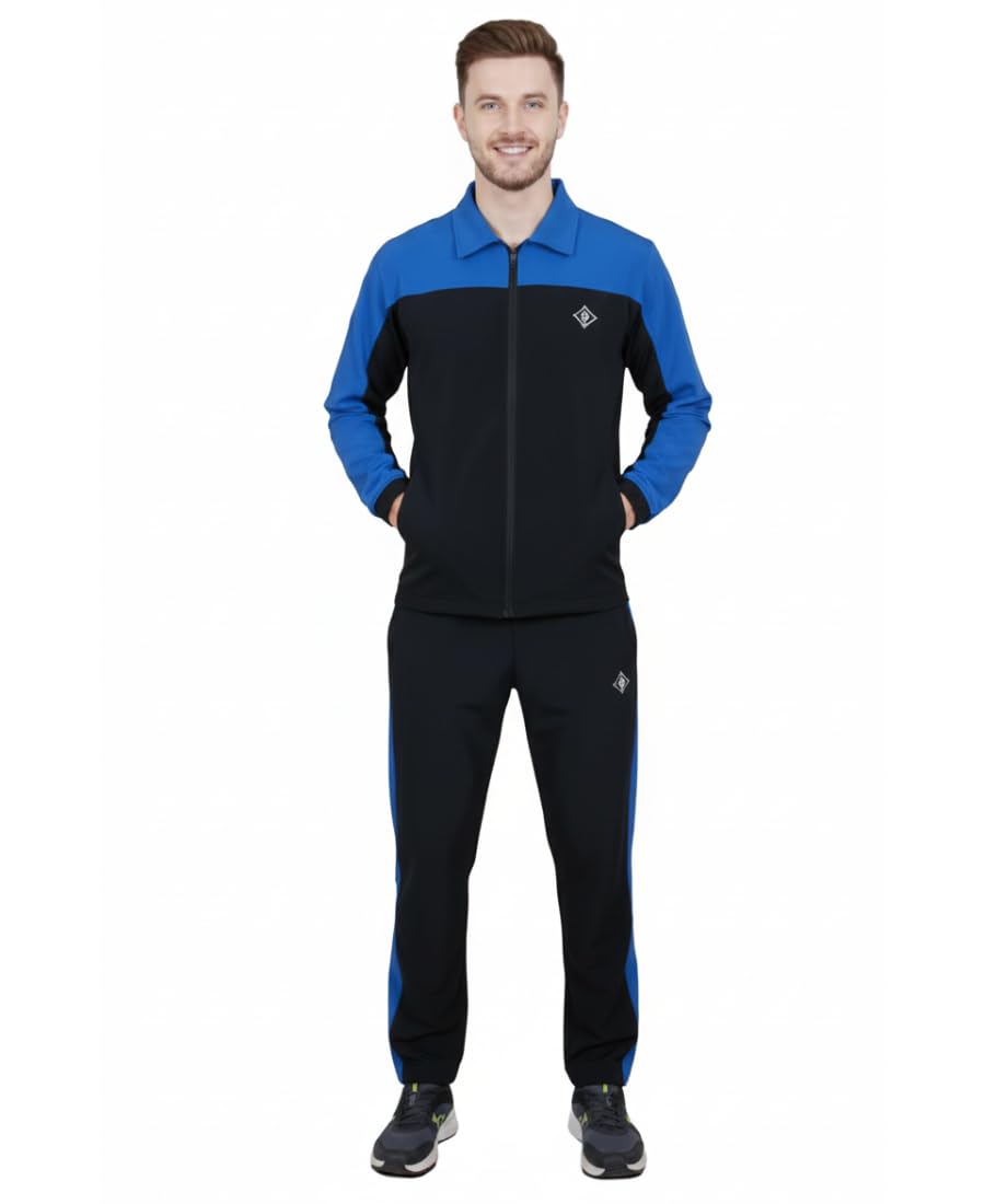 AK Enterprises Athletic Performance Men's Two-Tone Tracksuit Set, Full Zip Jacket and Pants, Lycra Blend for Running, Jogging, Gym Training-image-14