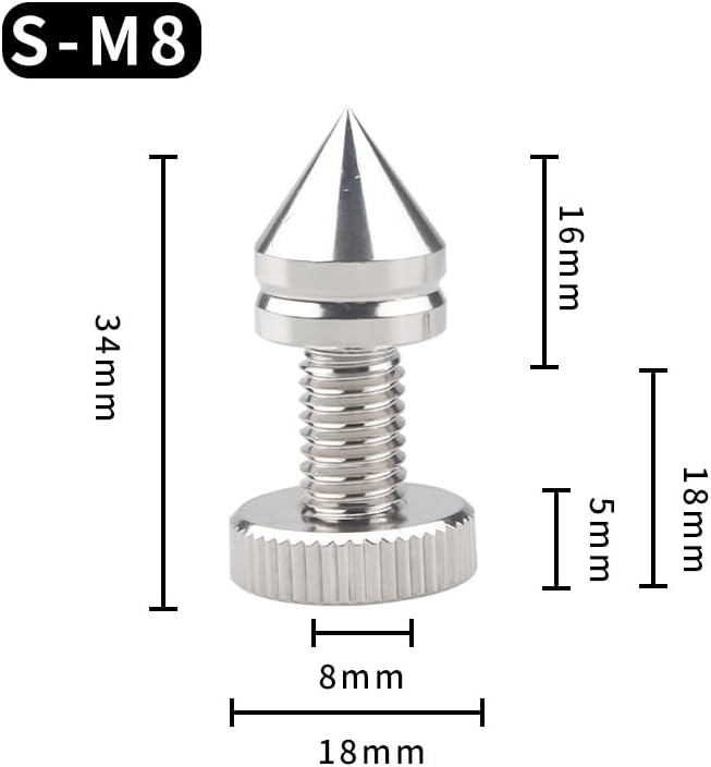 4PCS M6 M8 HiFi Audio Speaker Amplifier Spikes Pure Copper Rhodium Plated Shock Pad Speakers Repair Parts Foot Nails/Pads Stand(4PCS SM8 Foot Nails)