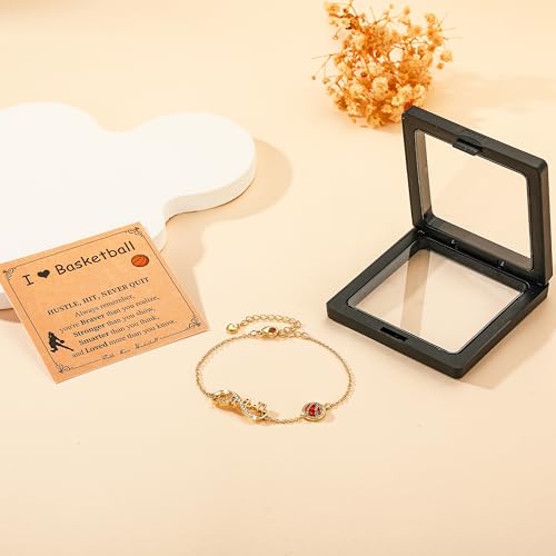Image of Softball /Volleyball /Soccer /Basketball Bracelet for Girls Teen Women,14K Gold Plated Infinity Charm Link Bracelet Sports Accessories Jewelry Gifts for Lovers Players Team Coach