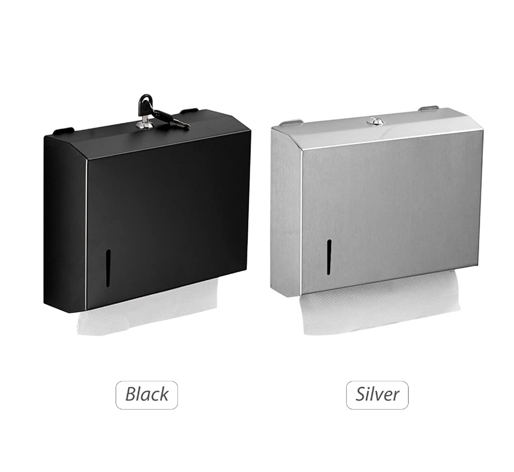 Badezimmer-Papierhandtuchspender Wandmontierter Bohrpapierhalter-Spender Edelstahl-Toiletten-Küchen-Tissue-Spender-Box (Color : A)