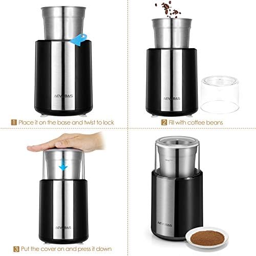 Electric Coffee Grinder Coffee Bean Spice Nut Grinding Machine Stainless Steel Blade Multifunction Household Mill with A Coffee Grinder Cleaning Brush