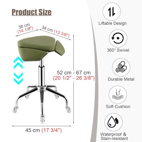 Chaise selle réglable à roulettes verte pour institut d'esthétique - 3