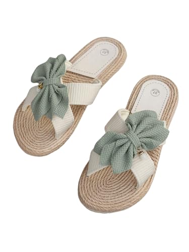 GORGLITTER Women's Bow Tie Vacation Slip On Flats Lightweight Criss Cross Open Toe Dressy Slide Sandals