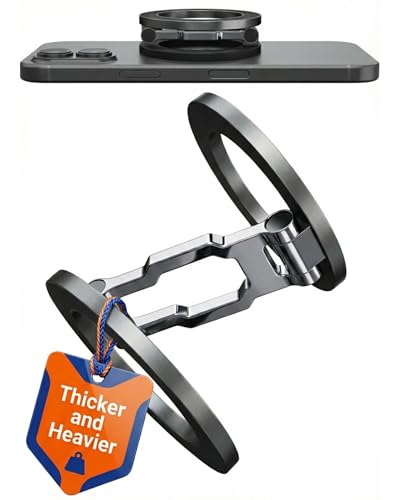 BLAUBECK Thick Gym Magnetic Phone Mount & Stand – Dual-Sided Strong Magnet Holder for MagSafe & Android – All Metal Zinc Alloy – Adjustable Kickstand – Attaches to Metal Surfaces – Not Pocket Size