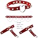 FM FM42 Red PU Simulated Leather Silver-tone Heart Ring Rivets Choker Belt Garter Set