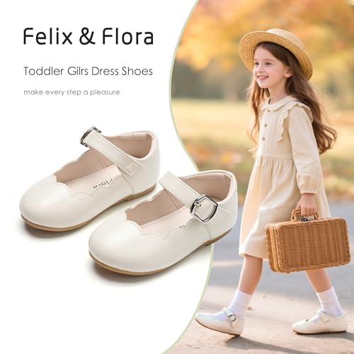 Image of Felix & Flora Toddler Flower Girl Dress Shoes - Baby Girl Ballet Mary Jane Flats for Party School Wedding