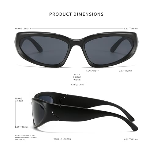Trendy Wrap Around Sunglasses for Women Men Y2K Futuristic Swift Oval Polarized Tinted Sports Glasses4