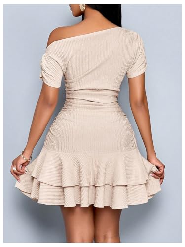 SOLY HUX Women's Off The Shoulder Short Sleeve Ruffle Mini Dress Fit and Flare Prom Party Dresses3
