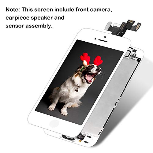 Ayake For Iphone 5S/Se Screen Replacement With Home Button White, Full Assembly Retina Lcd Touch Digitizer With Camera+Earpiece Speaker+Sensors+Tools For A1533, A1530, A1528, A1518, A1457, A1453 #TOP1