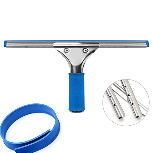 Bi-Komfort Escobilla de Goma, 10u0094 Limpiaventanas, Rasquetas Limpiacristales, Rascador de Limpieza, en Acero Inoxidable, con 25cm Raspador de Limpieza en Caucho