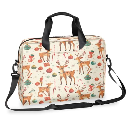 Sacoche ordinateur portable motif cerf de Noël 13 à 16 pouces avec bandoulière