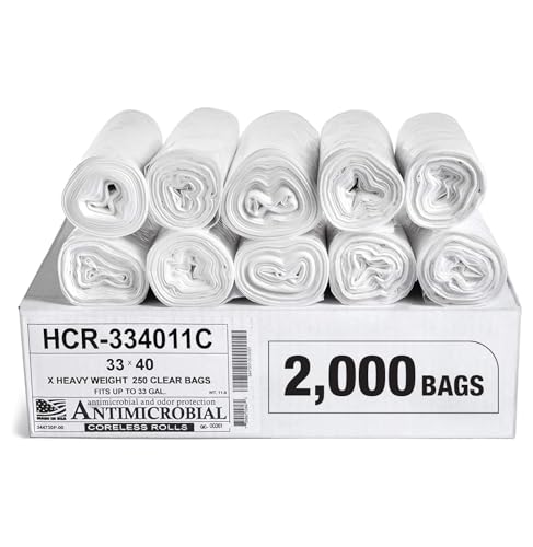 Image of Aluf Plastics 33 Gallon11 Micron (eq) Clear Trash Bags 33 inch x 40 inch 2000 Count
