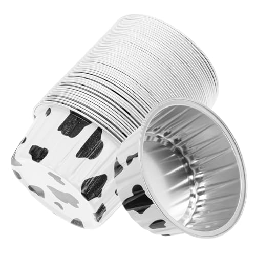 TOGEVAL 50個 アルミホイル製耐熱ベーキングカップ 小型タルト型 プリン エッグタルト対応 多用途再利用可能ケーキ型 オーブン エアフライヤ