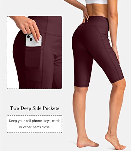 Image of SANTINY Women's High Waisted Swim Shorts with Pockets UPF50+ Long Board Swimming Shorts for Women with Liner