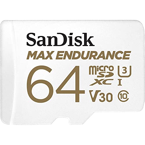 Image of SanDisk 64GB MAX Endurance microSDXC Card with Adapter for Home Security Cameras and Dash cams - C10, U3, V30, 4K UHD, Micro SD Card - SDSQQVR-064G-GN6IA