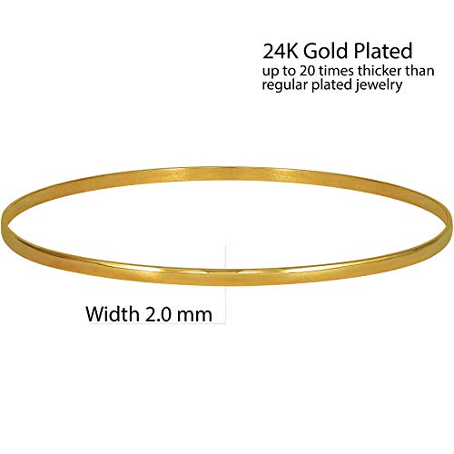 LIFETIME JEWELRY 2mm Bangle Bracelet 24k Real Gold Plated for Women4