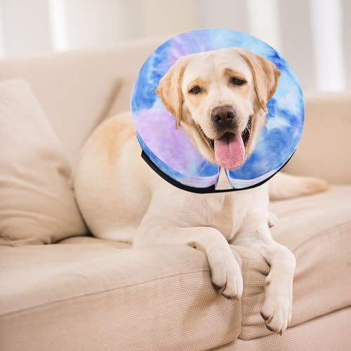Image of Dog Cone, Y-blue Dog Cone Collar Inflatable Puppy Neck Collar