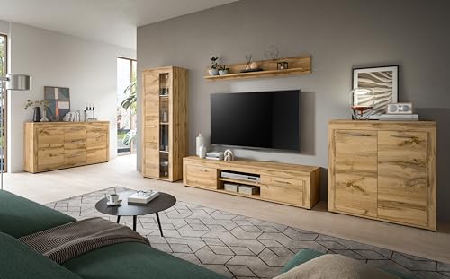 xonox.home - Highboard Jam 80x88x35 cm in Wotan Eiche - Highboard Hochkommode Wohnzimmerschrank Hochschrank Anrichte - erstklassige Qualität funktional einfache Montage