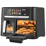 Steinborg® XXL Heißluftfritteuse Dual Zone 14 Liter (8L + 6L) Air Fryer 1700W mit 2 Kammern & 2 unabhängigen Garzonen, Digital Display 10 Programme 60–200°C ohne Öl frittieren Spülmaschinenfester Korb