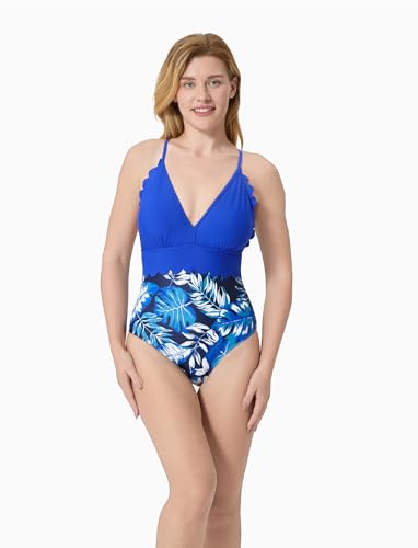 PATPAT Mommy and Me Matching Swimsuit One Piece Leaves Printed V Neck Bathing Suits Family Swimwear Matching Set3