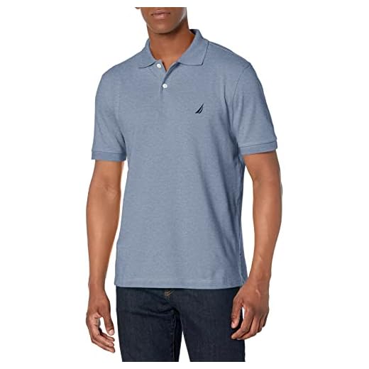 Nautica Camisa polo masculina de piquê de ajuste clássico de manga curta, Âncora profunda mesclada, P