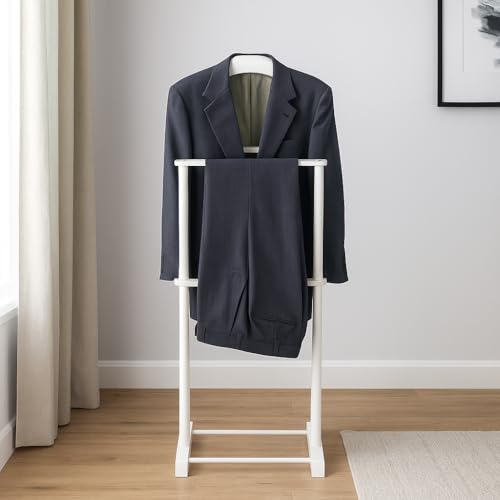 Proman Products Sakura Twin Valet with Wooden Hanger, Trouser Bar & Tie Bar, White - Thumbnail 3