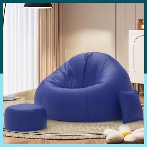 Image of Biggie Bean Bag 7XL Bean Bag Chair with Beans Filled - The Classics Bean Bag Sofa - Combo Set-Styled for Elegance with Free Cushion & Footrest (Matching Color : Yfuri Blue)