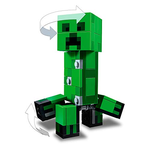 41GoyaPBfJL LEGO Minecraft Bigfigurine Creeper™ et ocelot Ensemble de construction, Jouets pour enfants de 7 ans et plus, 164 pièces, 21156