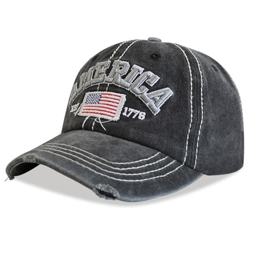 LELVK American Flag Patriotic Baseball Cap | Embroidered USA Flag Cotton Adjustable Hat for Men & Women — view 2