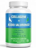 Collagene e Acido Ialuronico Integratore 180 Capsule - collagene integratore Biotina, Zinco e Selenio, 1200mg Collagene Idrolizzato + 150mg Acido Ialuronico e coenzima q10