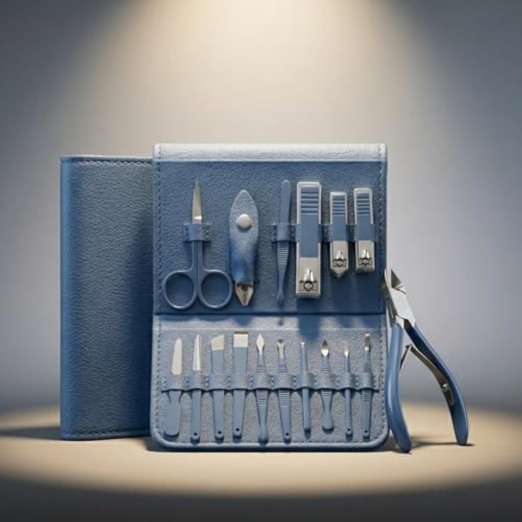 Manicure Pedicure Set, Stainless Steel with Leather Travel Case