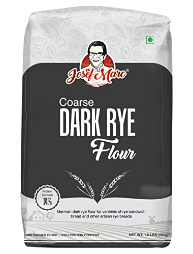 Josef Marc Coarse Rye Flour for Baking Purpose, 1.5 LBS Unbleached, High Fiber, Non-chlorinated, Non-GMO & Non-bro-mated, Italian Type 1080 Flour,