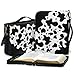 Wnbucioht Women Leather Black Bible Cases Cow Print Bible Holer for Men Fashion Women Bible Crossbody Bag with Handle and Strap Organizer Church Carrying Case M