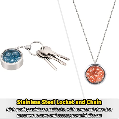 Dnd Dice Set Locket/Keychain - 3 Polyhedral Mini Dice Sets Included - Perfect Rpg/Dungeons & Dragons (D&D) Accessories Gifts. Tiny/Micro Red, Blue & Clear Set Have D20 D12 D10 D8 D6 Sided Dice. #TOP2