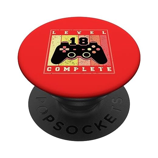 Nivel 18 Complete 18 Cumpleaños Regalos Gamer Hombres Niño PopSockets PopGrip Intercambiable
