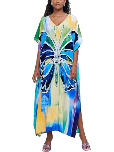 Kaftan Dresses for Women V Neck Batwing Sleeve Plus Size Caftans Swimwear Coverups Maxi Beach Dresses