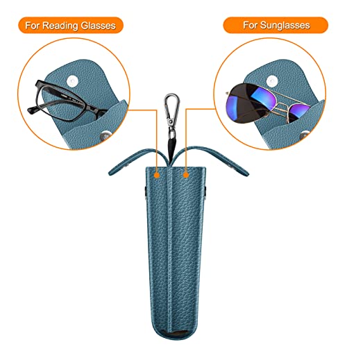 Image of FINTIE Double Glasses Case with Carabiner Hook, Portable Vegan Leather Eyeglass Case Anti-scratch Sunglasses Pouch